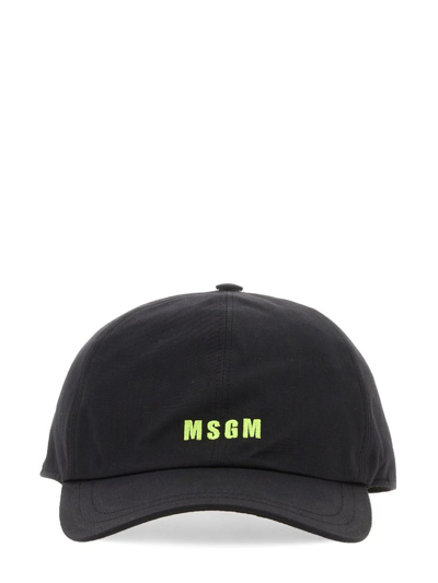 Msgm Embroidered Logo Baseball Cap In Black