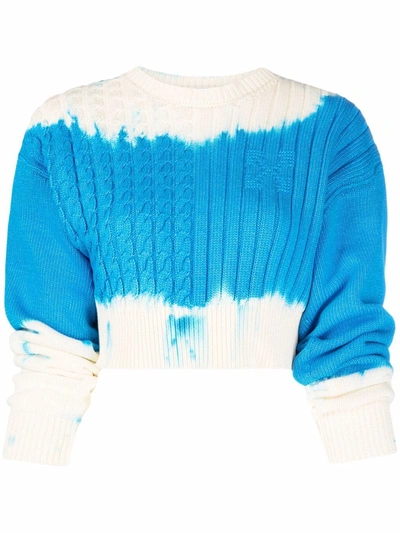 Off-white Cropped Cable-knit Sweater In Beige