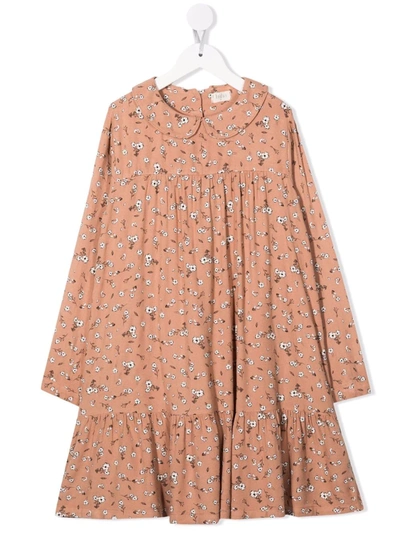 Buho Kids' Blossom Floral Print Dress In Neutrals