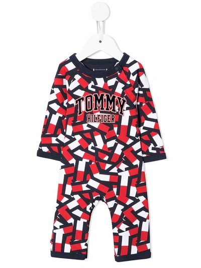 Tommy Hilfiger Junior Babies' Logo Print Romper In Red