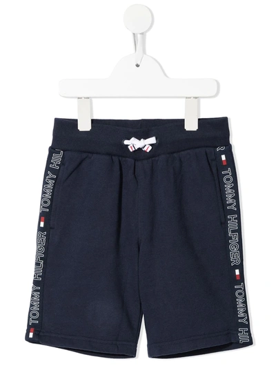 Tommy Hilfiger Junior Kids' Logo Stripe Track Shorts In Blue