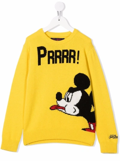 Mc2 Saint Barth Teen Douglas Cartoon-print Jumper In Yellow
