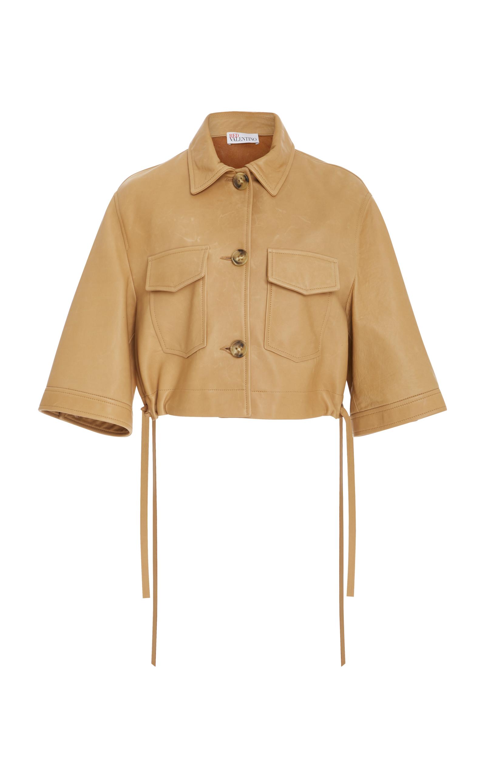 Red Valentino Leather Cropped Capelette In Neutral | ModeSens