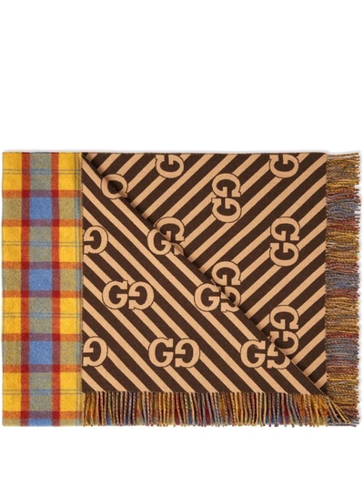 Gucci Double-sided Wool Blanket In Brown
