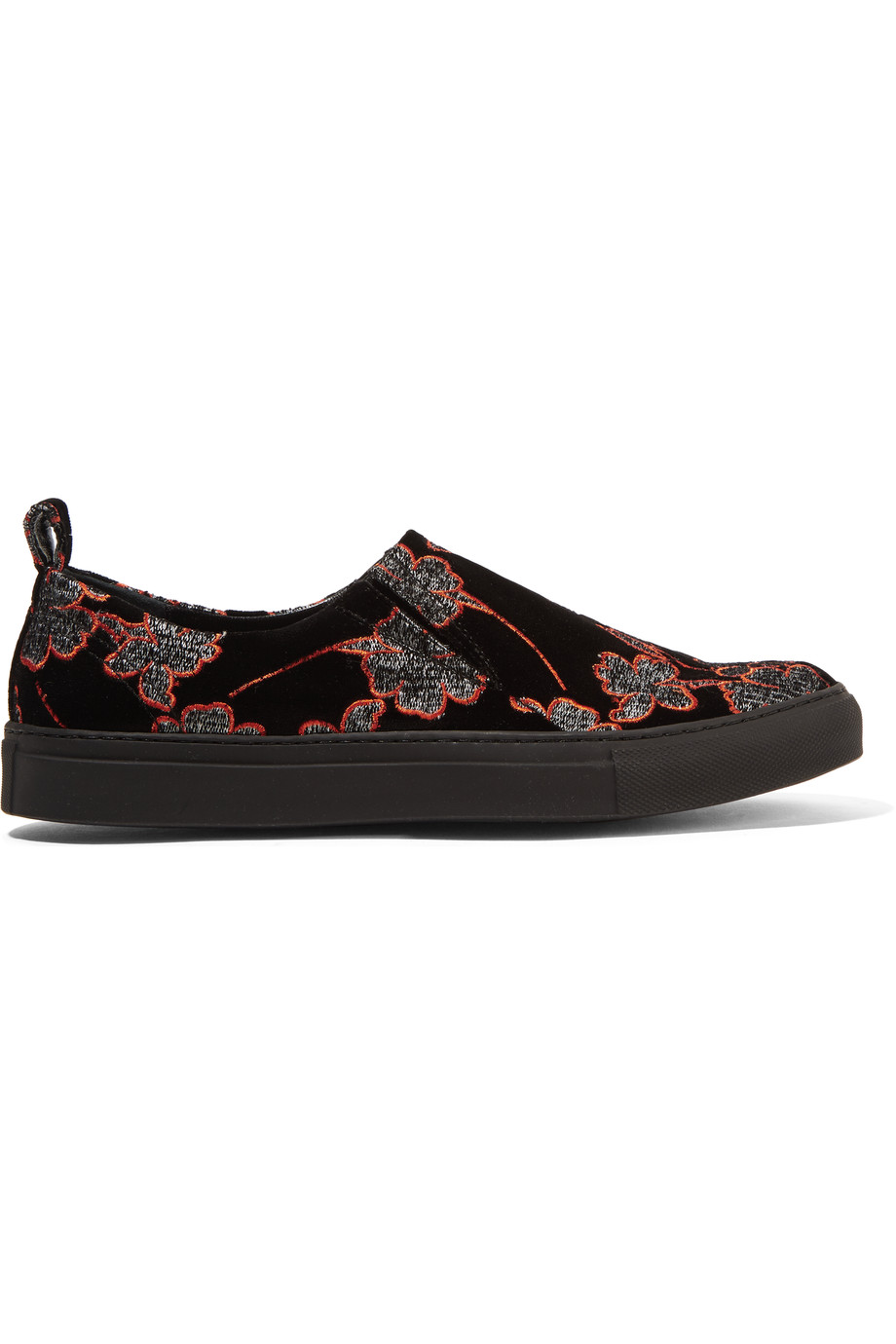 Giambattista Valli Embroidered Velvet Slip-on Sneakers | ModeSens