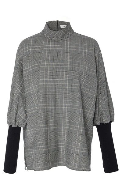 Tibi Jasper Suiting Wool-blend Shirt In Grey