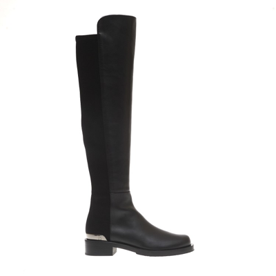 Stuart Weitzman Amber Thigh-high Leather Boot In Black