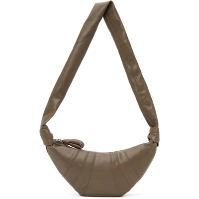 Lemaire Taupe Small Croissant Bag In 939 Concrete Grey