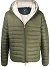 Save The Duck Giga Waterproof Faux Shearling Lined Puffer Jacket In Dusty Olive