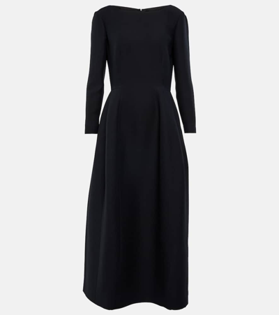 The Row Lilibet Wool And Silk-blend Crepe Midi Dress In Black