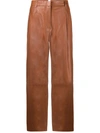 Rag & Bone Leslie Pleated Leather Wide-leg Pants In Braun