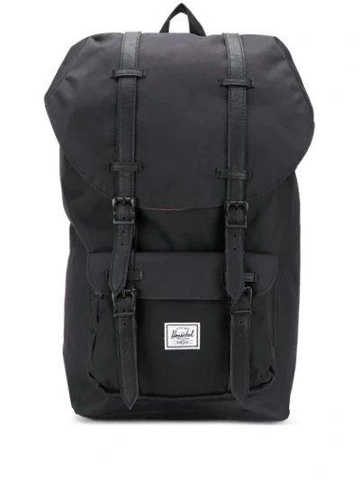 Herschel Supply Co. Little America Logo Patch Backpack In Black Crosshatch/ Black Rubber