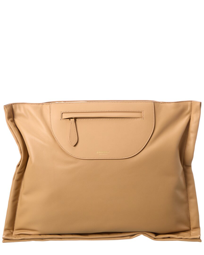 Burberry Leather Olympia Clutch Bag In Beige