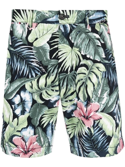 Tommy Hilfiger Floral-print Straight-leg Shorts In Grün