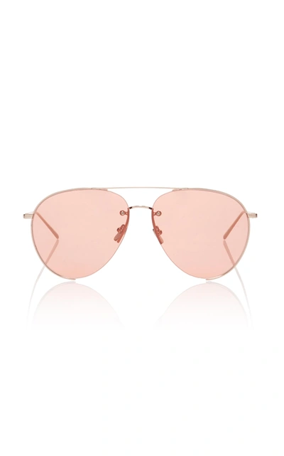 Linda Farrow Gold-tone Aviator-style Sunglasses In Orange