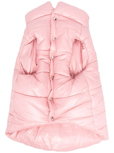 Moncler Logo Quilted Nylon Pet Jacket In Pink