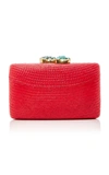 Kayu Jen Clutch With Turquoise Stone In Red