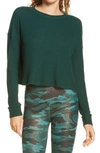 Beyond Yoga Brushed Up Waffle-knit T-shirt In Forest Green