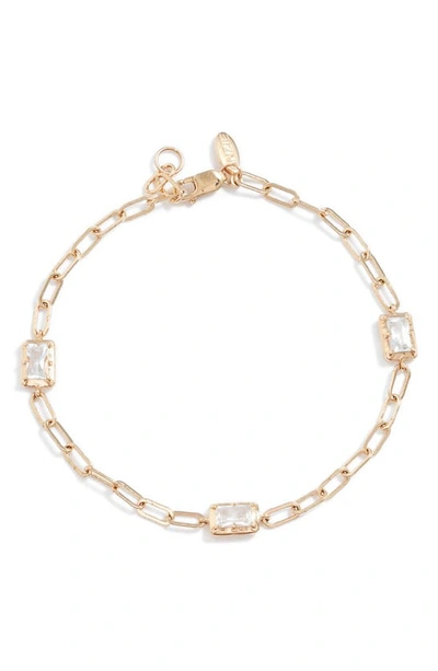 Anzie Melia Carre Baguette Chain Bracelet In White Gold