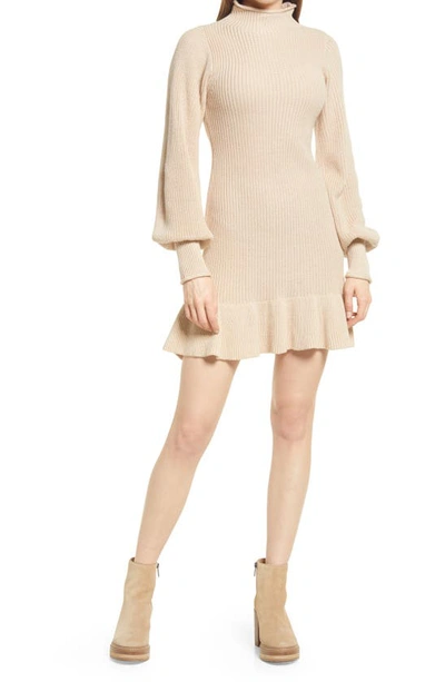 Lost + Wander Sweet Bliss Long Sleeve Sweater Dress In Linen