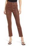Ag Alexxis Coated Slim Straight Leg Jeans In Dark Walnut