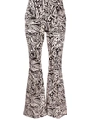 La Doublej Women's Saturday Night Printed Cotton Flared Pants In Fauve