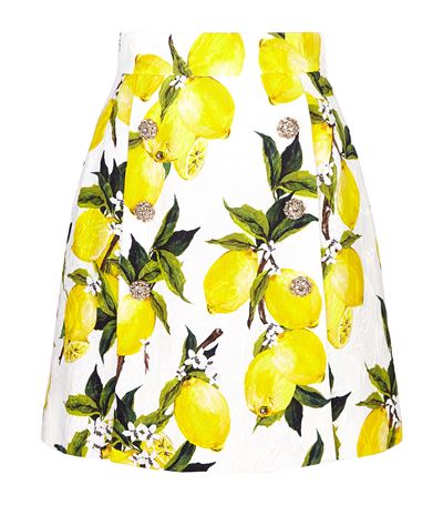 Dolce & Gabbana Lemon Print Embellished Skirt | ModeSens