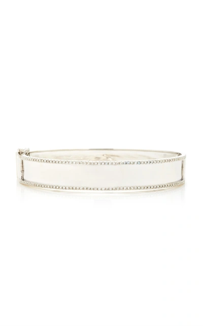 Shay Essential White Gold Nameplate Bangle With Diamond Trim