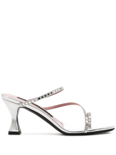 Les Petits Joueurs Embellished-strap Mules In Silver
