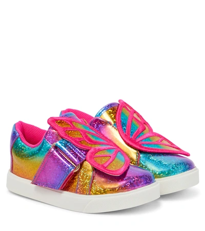 Sophia Webster Mini Kids' Embroidered Butterfly Holographic Trainers In Rainbow Confetti
