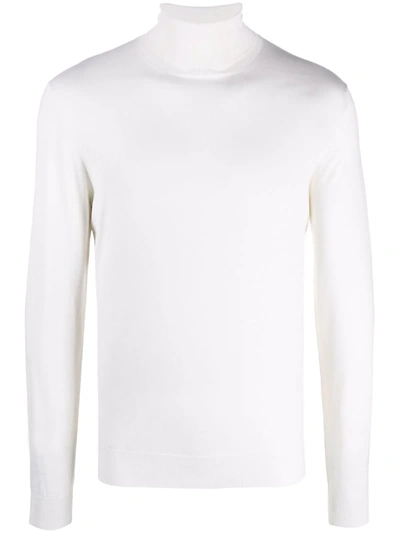 Dell'oglio Fine Knit Roll Neck Jumper In White