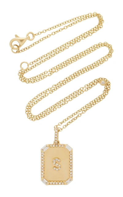 Shay Mini Initial Nameplate Necklace With Baguette Diamond Accents In Pink