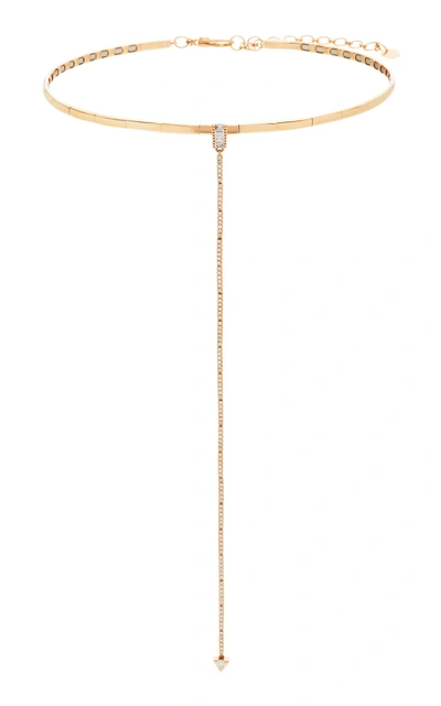 Shay Long Arrow Stick Choker With Gold Collar In Pink