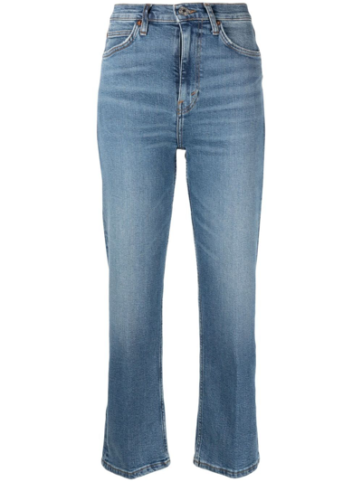 Re/done 70s Cropped Bootcut Jeans In Blue
