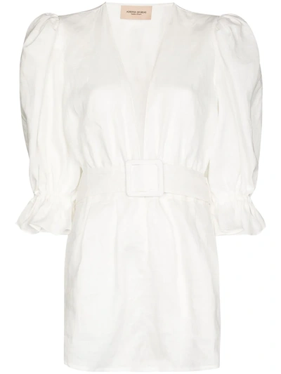 Adriana Degreas Puff-sleeves V-neck Playsuit In White