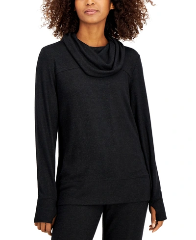 Ideology Women's Mushy Knit Cowlneck Top, Created For Macy's In Deep Black