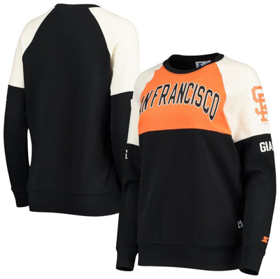 Starter Women's Orange-black San Francisco Giants Baseline Raglan Historic Logo Pullover Sweatshirt