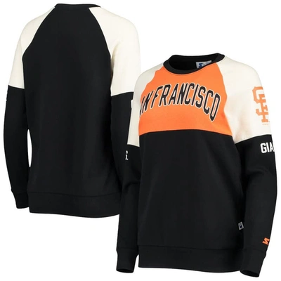 Starter Women's Orange-black San Francisco Giants Baseline Raglan Historic Logo Pullover Sweatshirt