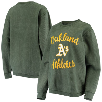G-iii 4her By Carl Banks Women's Green Oakland Athletics Script Comfy Cord Pullover Sweatshirt