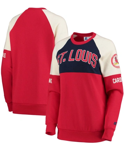 Starter Women's Navy-red St. Louis Cardinals Baseline Raglan Historic Logo Pullover Sweatshirt