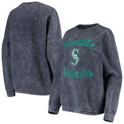 G-iii 4her By Carl Banks Women's Navy Seattle Mariners Script Comfy Cord Pullover Sweatshirt