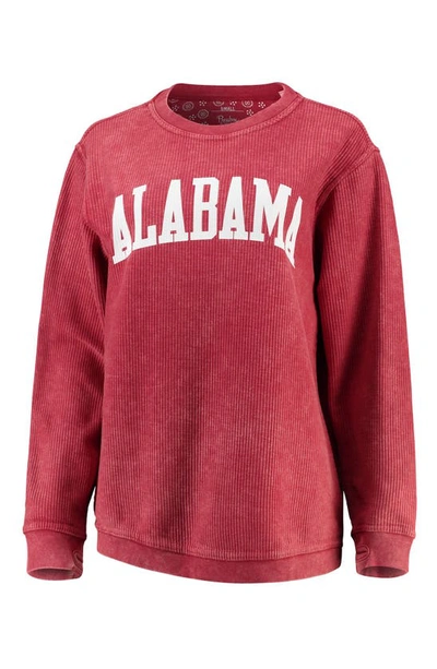 Pressbox Women's Crimson Alabama Crimson Tide Comfy Cord Vintage-like Wash Basic Arch Pullover Sweatshirt