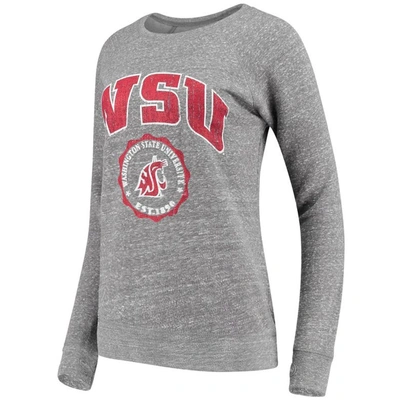 Pressbox Women's Heathered Gray Washington State Cougars Edith Vintage-like Knobi Pullover Sweatshirt