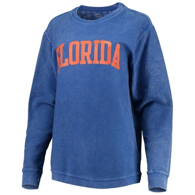 Pressbox Women's Royal Florida Gators Comfy Cord Vintage-like Wash Basic Arch Pullover Sweatshirt