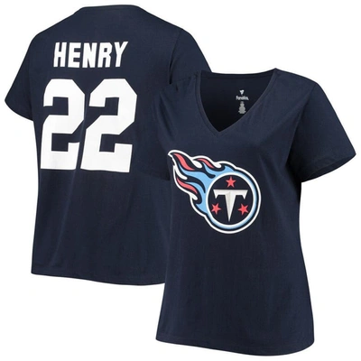 Fanatics Derrick Henry Navy Tennessee Titans Plus Size Fair Catch Name & Number V-neck T-shirt