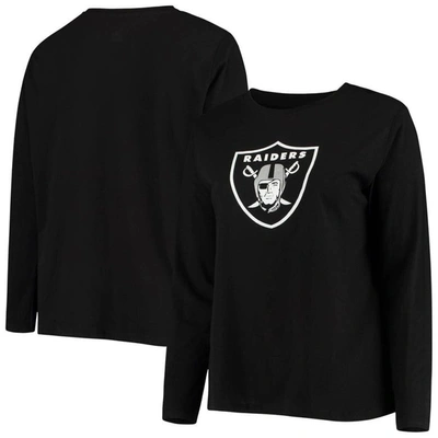 Fanatics Women's Plus Size Black Las Vegas Raiders Primary Logo Long Sleeve T-shirt