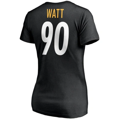 Fanatics Women's T.j. Watt Black Pittsburgh Steelers Player Icon Name And Number V-neck T-shirt