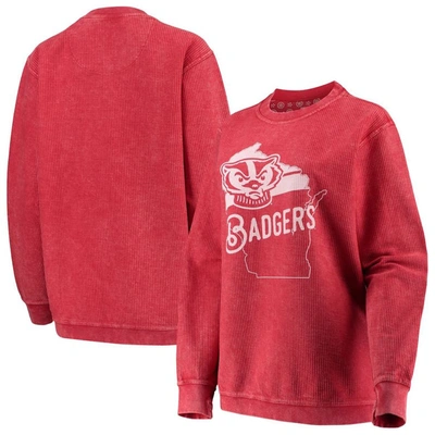 Pressbox Women's Red Wisconsin Badgers Comfy Cord Corduroy Crewneck Sweatshirt