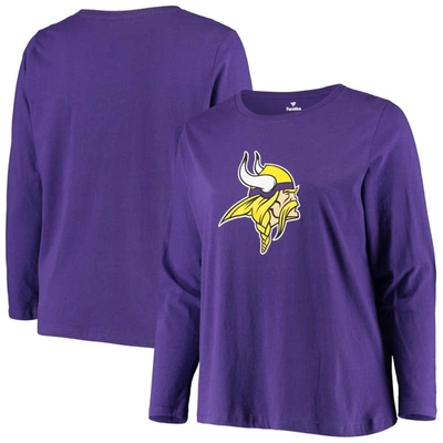 Fanatics Women's Plus Size Purple Minnesota Vikings Primary Logo Long Sleeve T-shirt