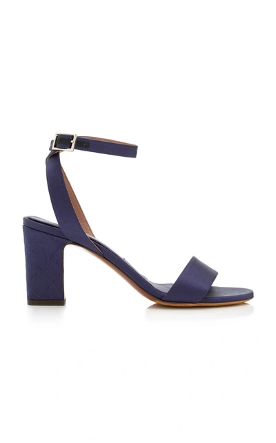 Tabitha Simmons Leticia Satin Ankle-wrap Sandal With Quilted Heel In Blue